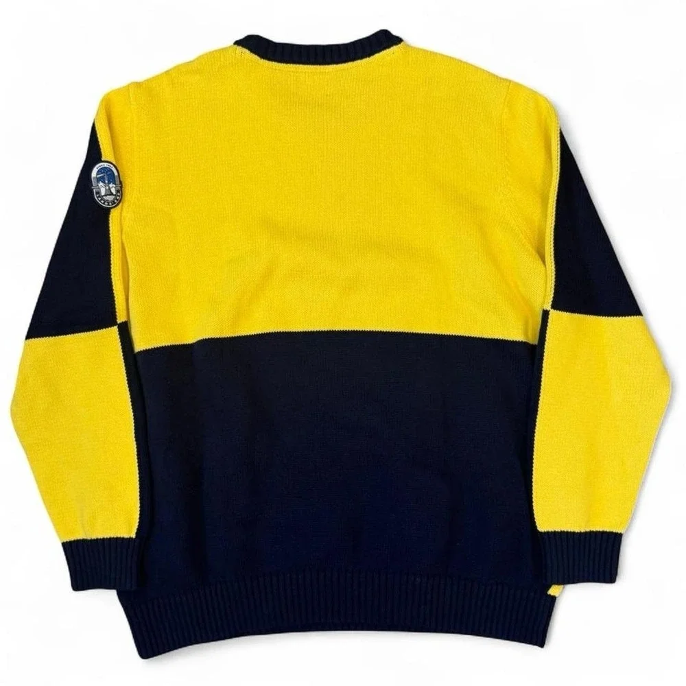 Lands End Drifter Knit Sweatshirt Men's Size XXL Colorblock Pullover Sweater